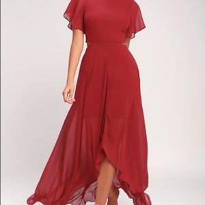 BOHEMIAN RHAPSODY BRICK RED CUTOUT DRESS